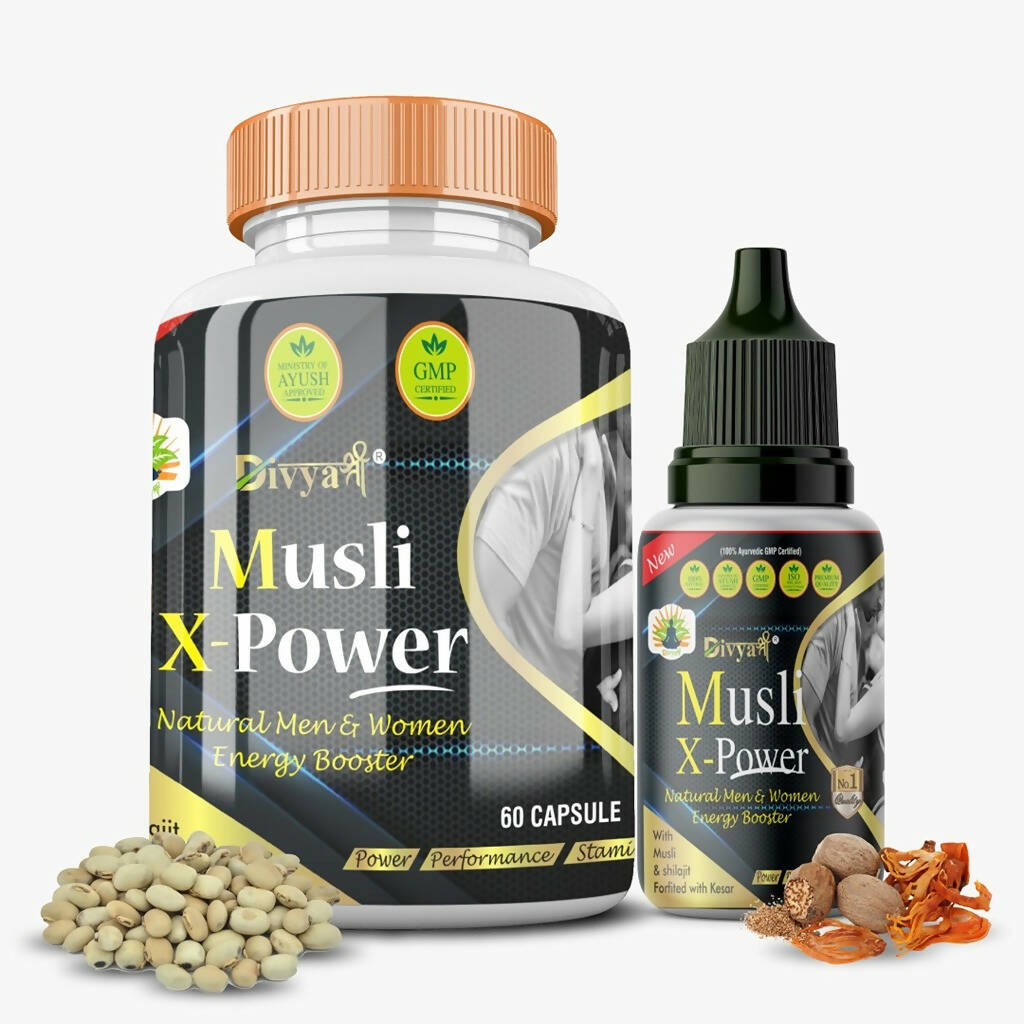 Divya Shree Musli X-Powder Capsule & Musli X-Power Oil Combo | Grocsy