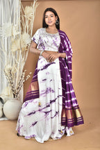 Morchari Women Tai Dai And Hand Embroidery Lehenga-Purple | Grocsy