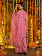 Teeya Creation Pink Fendy Silk Beads Work Designer Wedding Wear Salwar Suit | Grocsy