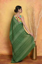 Very Much Indian Handblock Printed Cotton Saree With Natural Dyes - Green | Grocsy