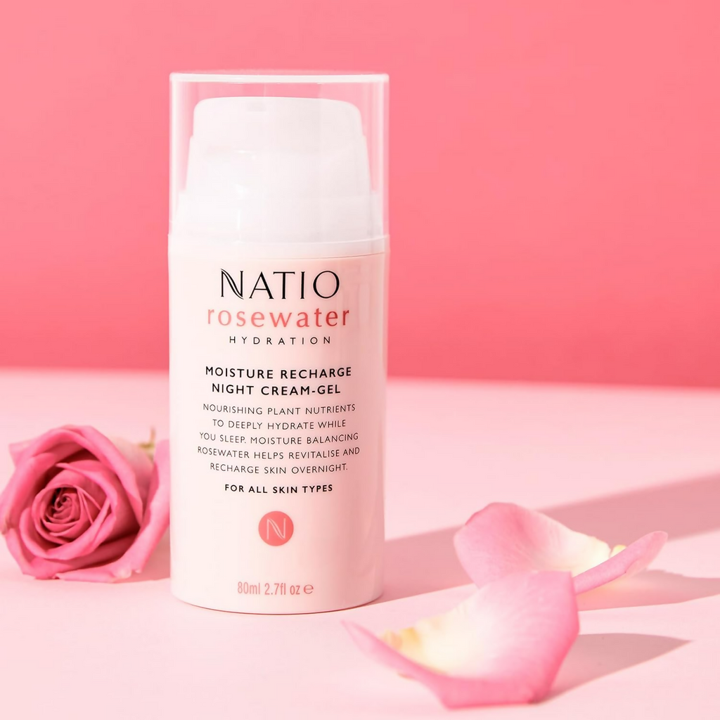 Natio Rosewater Moisture Recharge Night Cream Gel | Grocsy