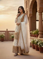 Teeya Creation Multi Color Star Georgette Heavy Embroidery Work Functional Wear Salwar Suit | Grocsy