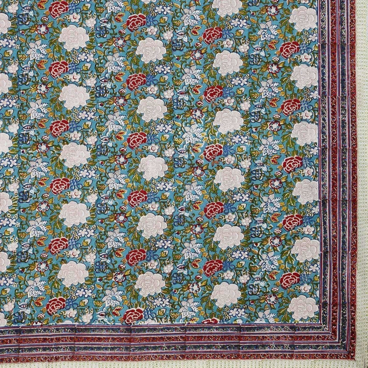 Premium Jaipuri Hand Block Printed Traditional Cotton Queen Bedsheet with 2 Pillow Covers | Grocsy