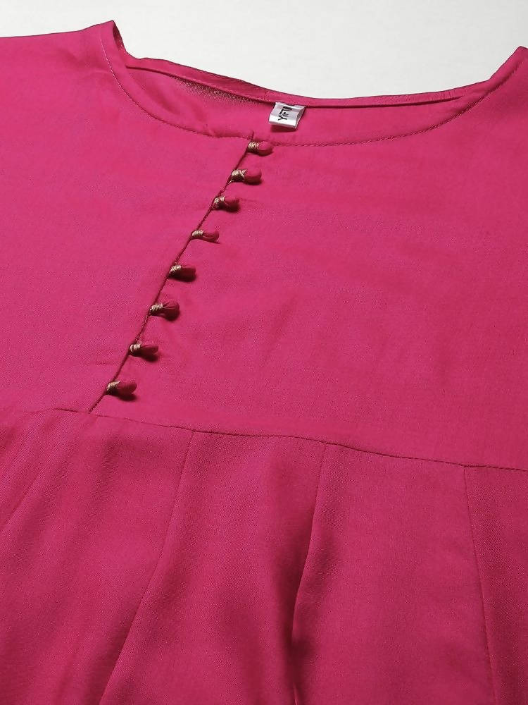 Yufta Magenta Ethnic Motifs Ethnic Maxi Dress | Grocsy