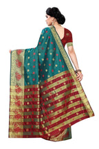 Vamika Banarasi Jaquard Rama Green Weaving Saree | Grocsy