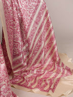Vastranavya Salmon Tussar Silk Printed Saree with Unstitched Blouse | Grocsy