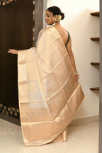 Joban Fashion Cream Saree Soft Tissue Plane | Grocsy