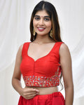 Amodini Designer Studio Red Blouse with Embroidered Waitband | Grocsy