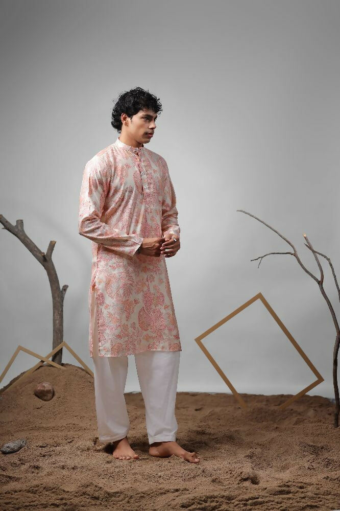 Pink Modal Designer Printed Kurta Set - Mahotsav | Grocsy