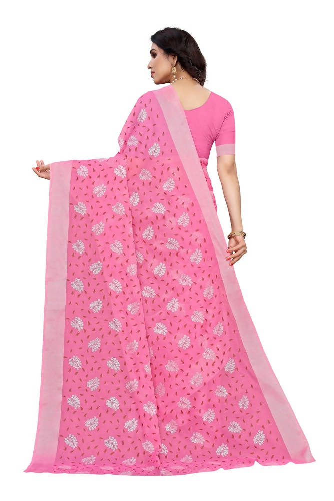 Vamika Light Pink Linen Jari Border Saree | Grocsy