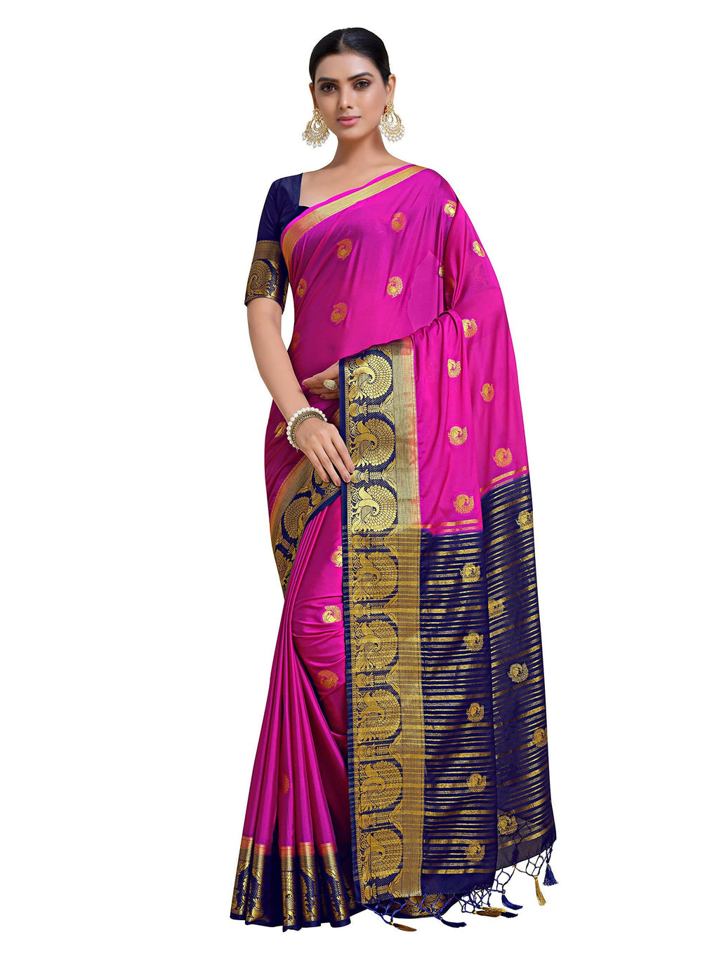 Mimosa Women's Pink Mysore Silk Crepe Saree | Grocsy