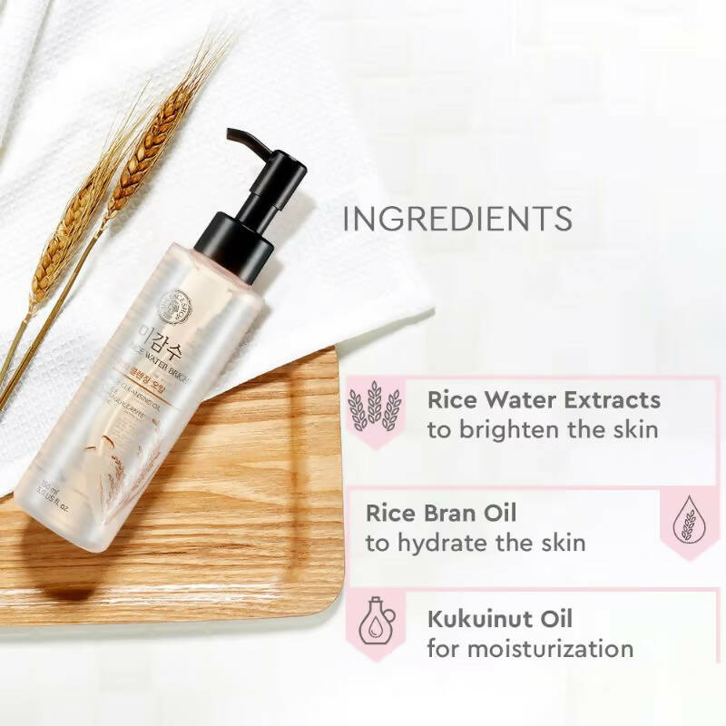 The Face Shop Rice Water Bright Light Cleansing Oil - Korean Skincare | Grocsy