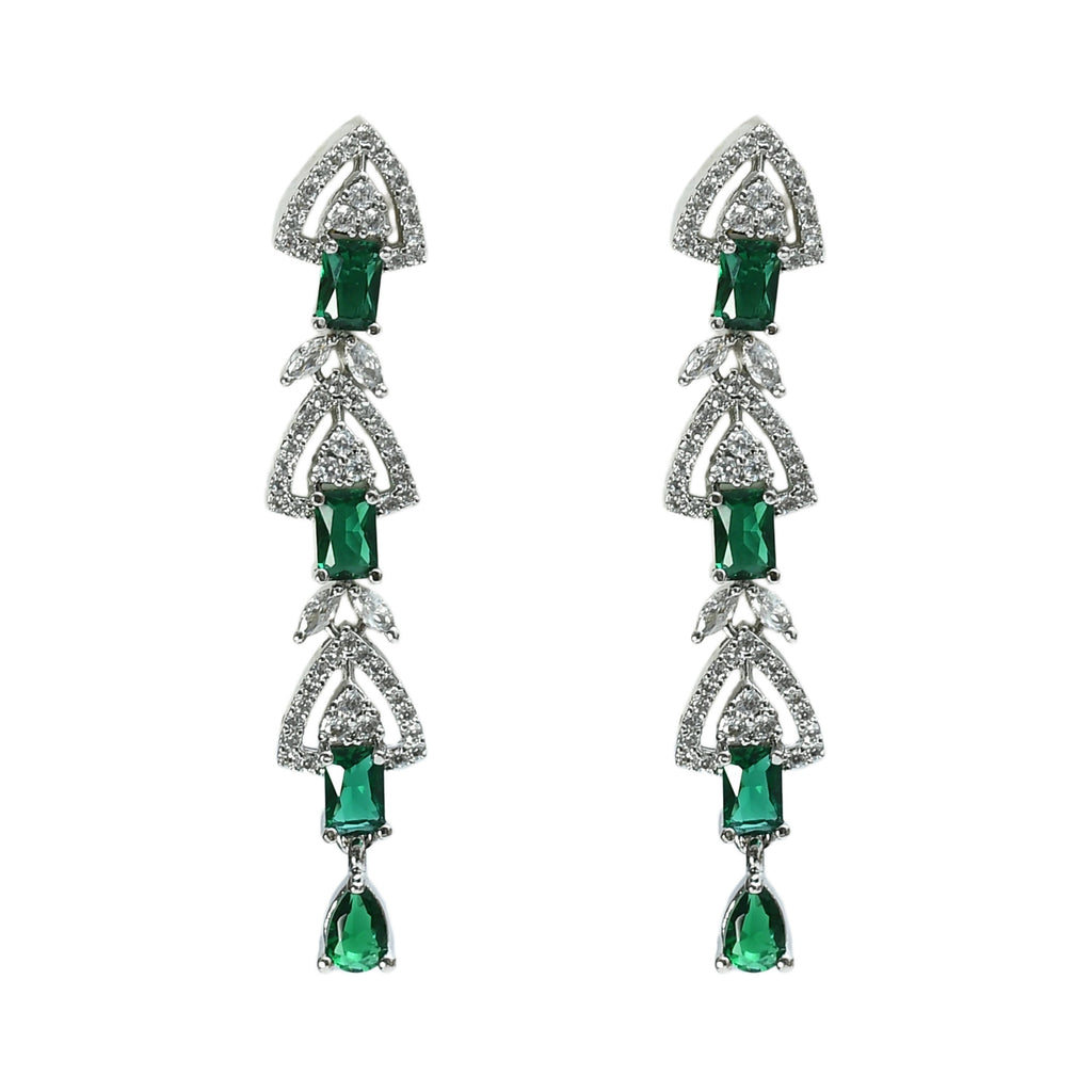 Mominos Fashion Johar Kamal Silver-Plated American Diamond Green Choker Set | Grocsy