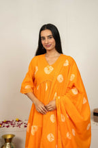 Joban Fashion Orange Tie & Dye Cotton Suit Set | Grocsy
