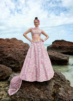 House of Panchhi Mauve Organza Sequins, Zarkan And Thread Embroidery Lehenga Choli & Dupatta | Grocsy