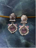 Joban Fashion Women Light Purple Monalisa Stone Beaded Silver Replica Earring | Grocsy