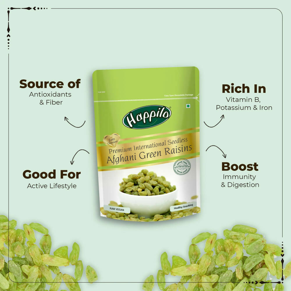 Happilo Premium seedless Afghani Green Raisins | Grocsy