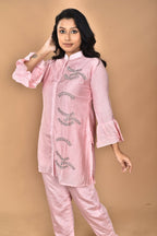 Morchari Women Hand Embroidery Co-Ords-Pink | Grocsy