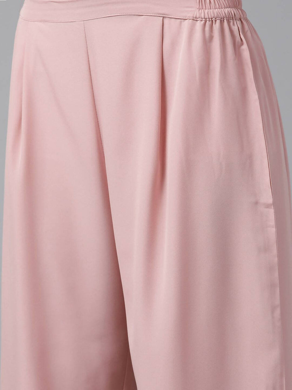 Ahalyaa Women Rose Pink Crepe Kurta Palazzos Set With Burgundy Jacket | Grocsy