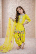 Teeya Creation New Kids Trendy Wedding Wear Traditional Kurta Salwar Set-Yellow | Grocsy
