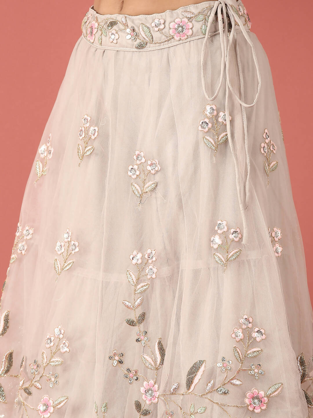 House of Panchhi Grey Net Sequinse Work Lehenga & Blouse, Dupatta | Grocsy
