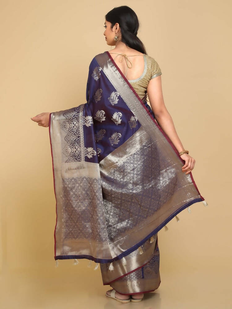 Kalamandir Ethnic Motifs Violet Silk Blend Saree | Grocsy