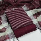 Wine Cotton Jacquard Woven Unstitched Dress Material - Amara | Grocsy