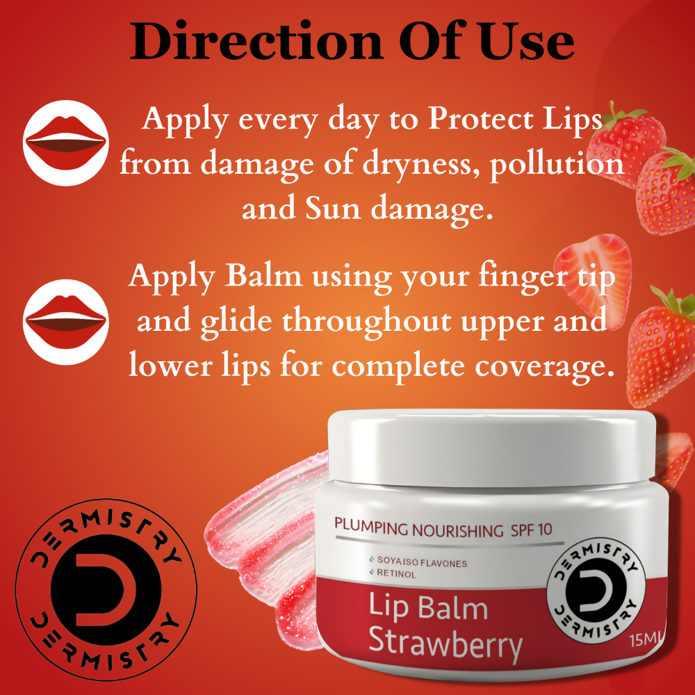 Dermistry Strawberry Lip Care Tint Balm Plumping Nourishing Retinol SPF 10 for Glossy Lips | Grocsy
