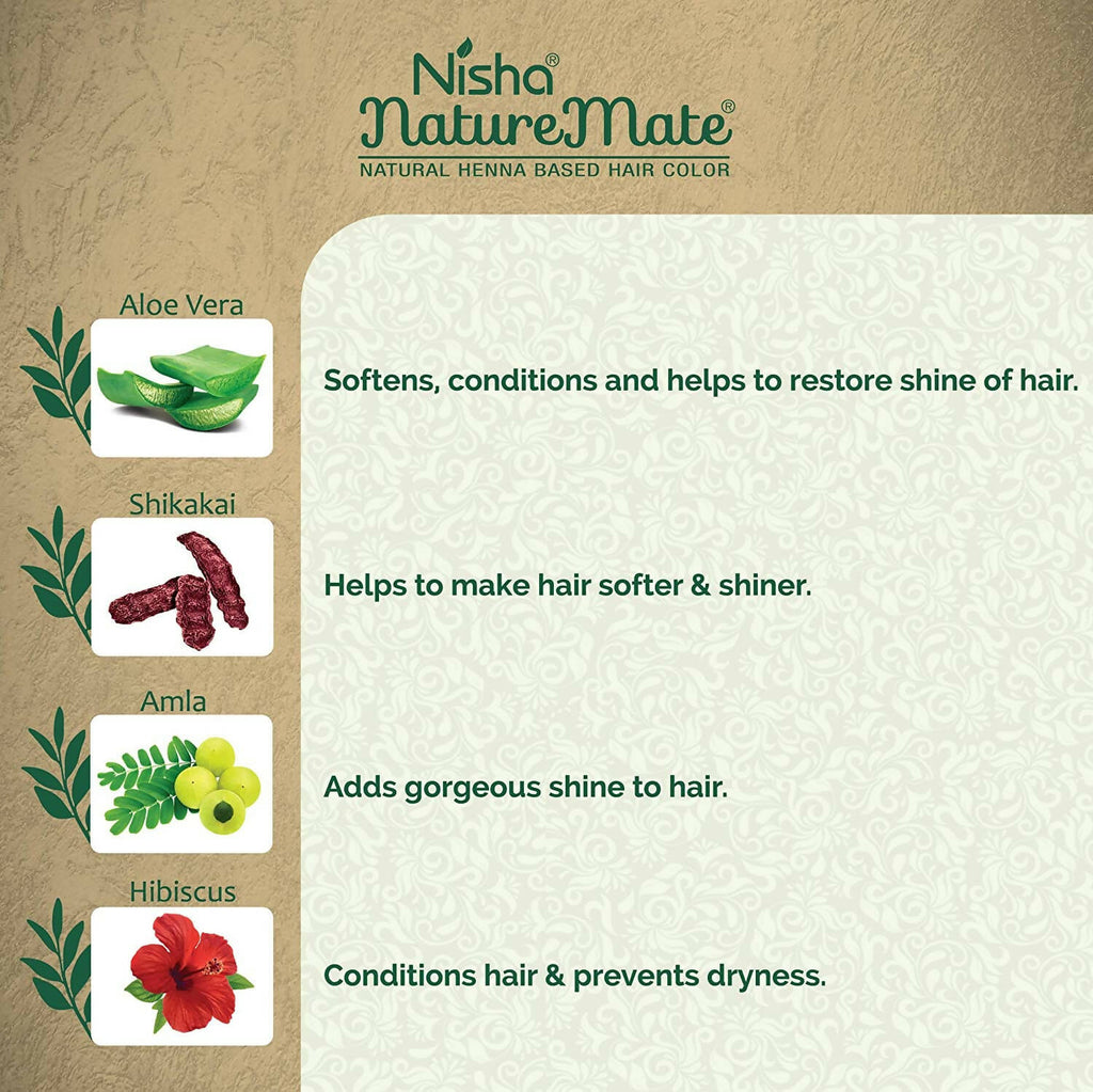 Nisha Nature Mate Henna Based Hair Black Color Powder | Grocsy