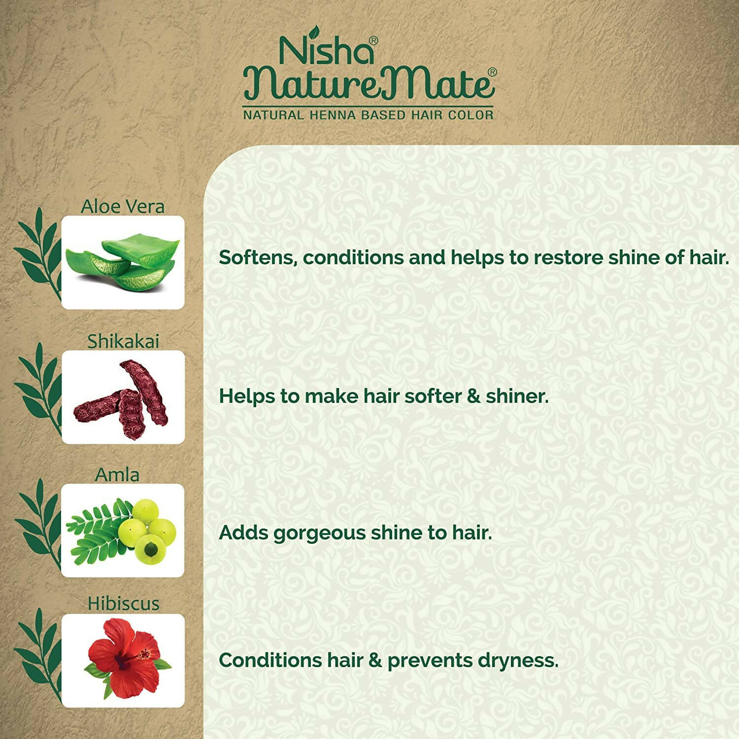Nisha Nature Mate Henna Based Hair Black Color Powder | Grocsy