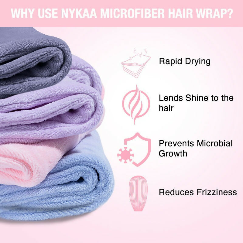 Nykaa Naturals Microfiber Hair Wrap for Frizz Free & Shiny Hair - Pink | Grocsy