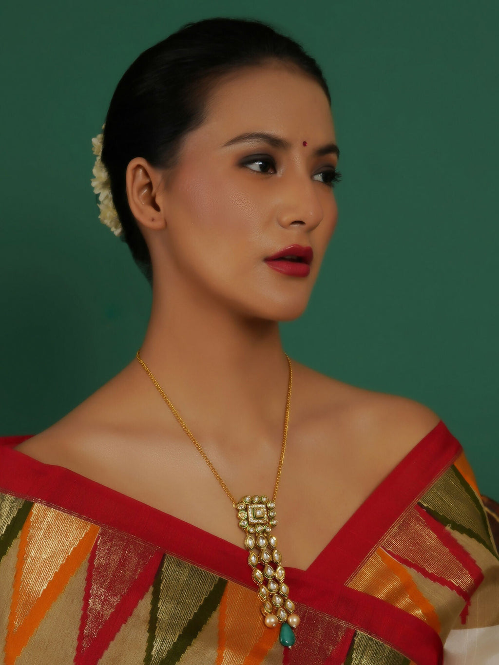 Kundan Necklace (Gold) - Ruby Raang | Grocsy