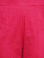 Women Republic Pink And Yellow Cotton Silk hand Embellished Coord set with Pouch | Grocsy