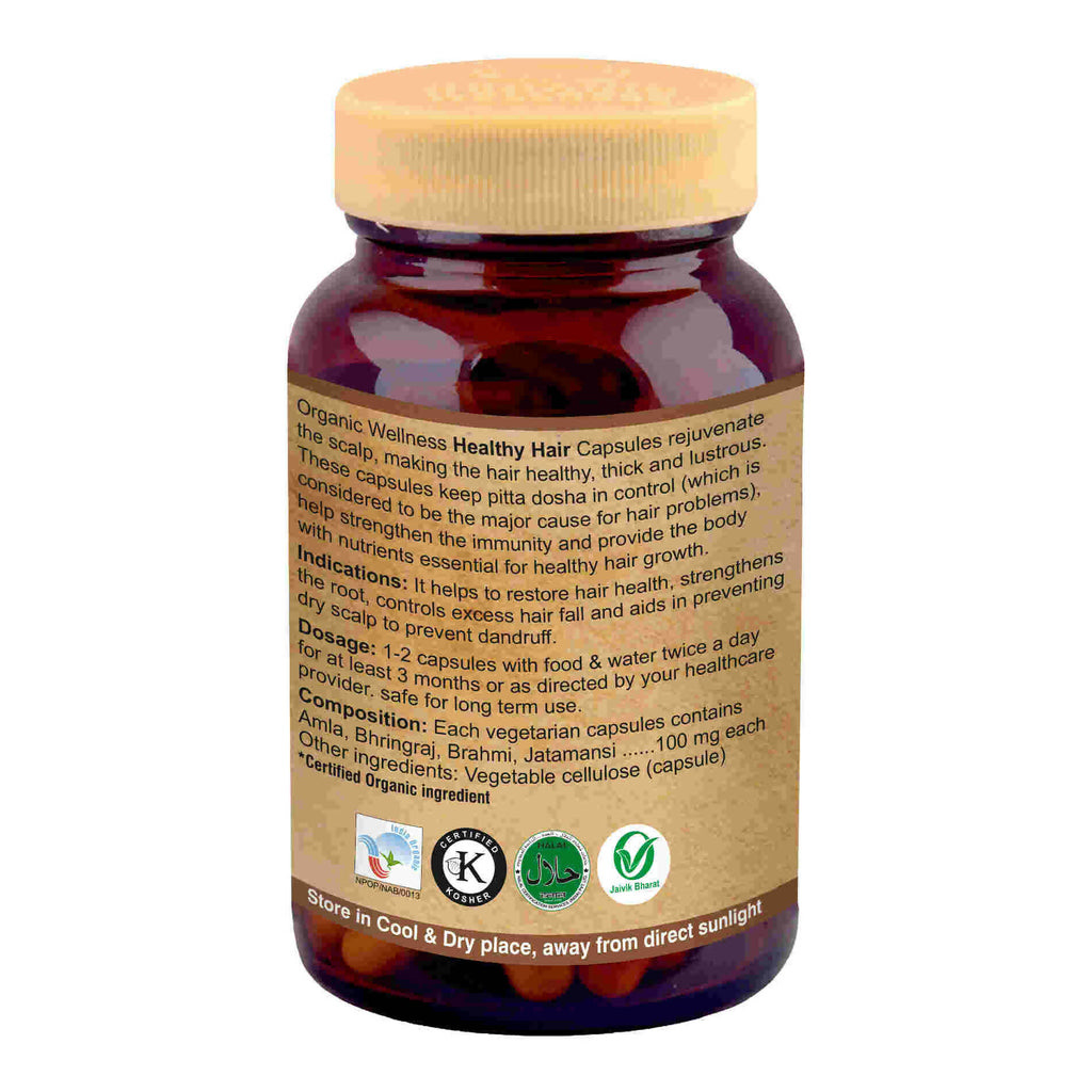Organic Wellness Healthy Hair Vegetarian Capsules | Grocsy