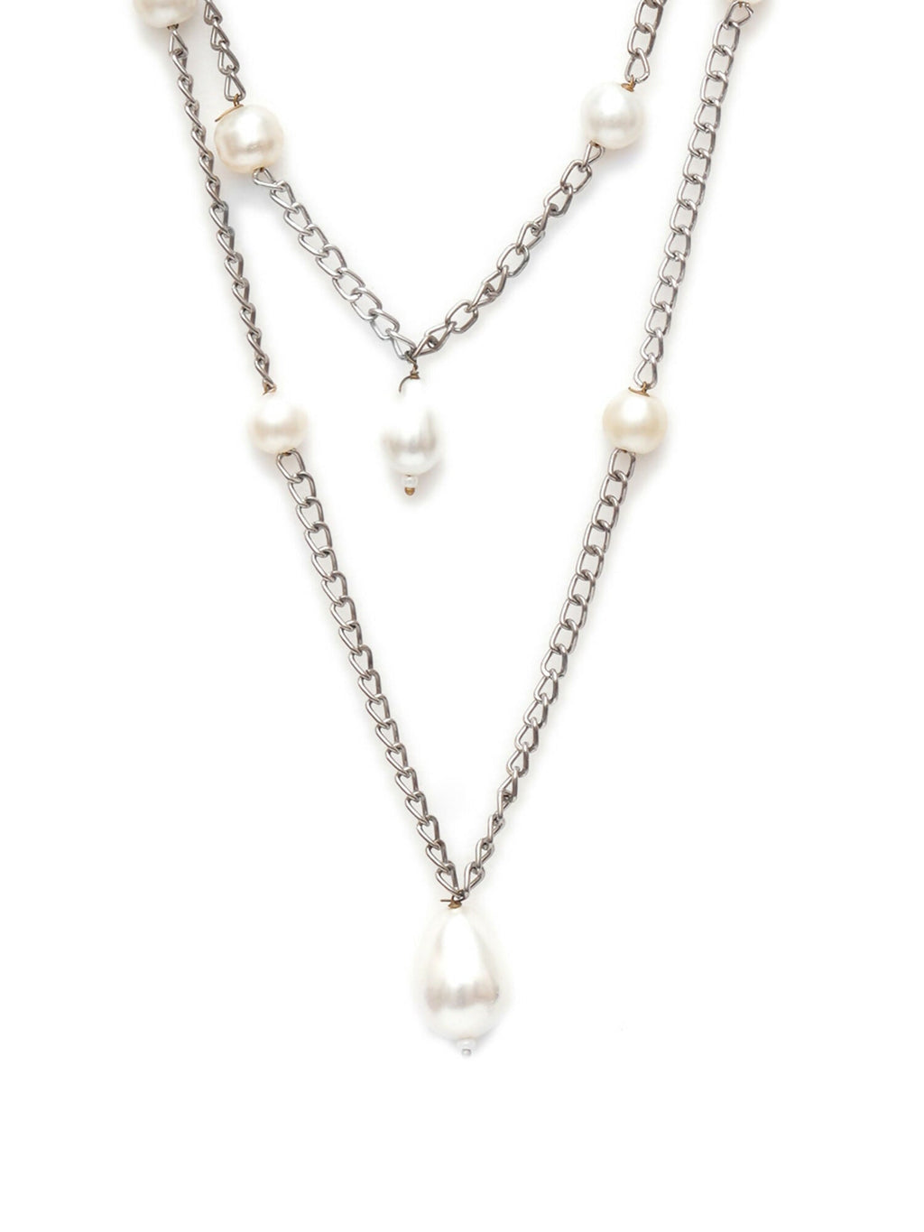 Layered Pearl and Silver Neckpiece (silver) - Ruby Raang | Grocsy