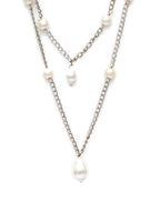Layered Pearl and Silver Neckpiece (silver) - Ruby Raang | Grocsy