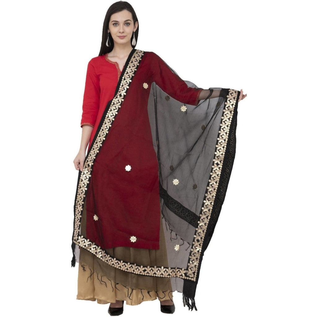 A R Silk Orgenza Gota Patti Fancy Dupatta Color Black Dupatta or Chunni | Grocsy