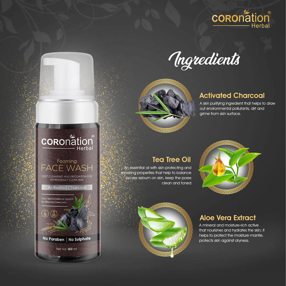 Coronation Herbal Activated Charcoal Foaming Face Wash | Grocsy