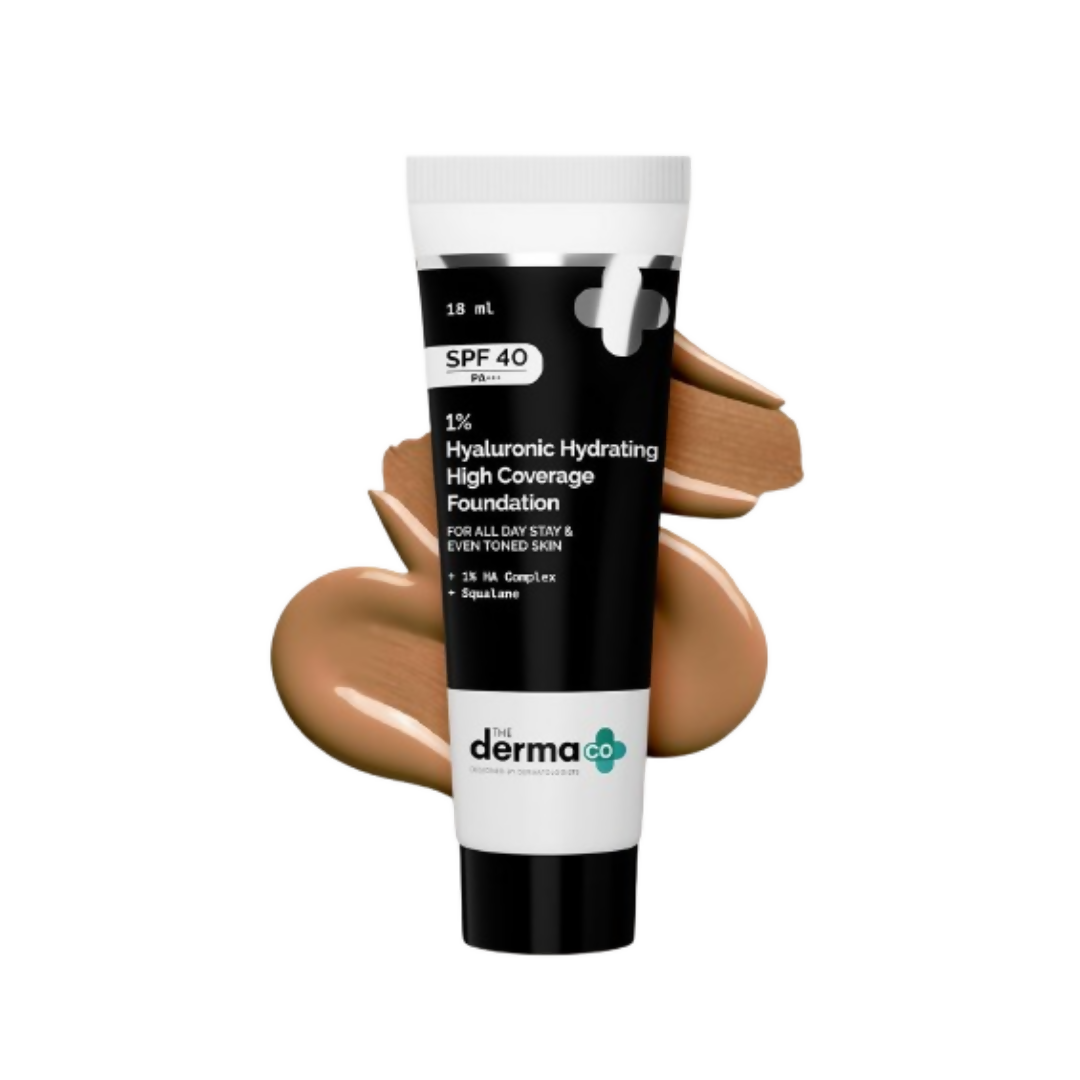 The Derma Co 1% Hyaluronic Hydrating High Coverage Foundation With SPF 40 PA+++ - 04 Caramel - Limited Time Offer | Grocsy