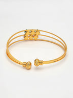 NVR Women's Gold-Polished CZ Stone-Studded Cuff Bracelet | Grocsy