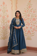 Joban Fashion Rama Georgette Sequence Embroidery Work Kurta Set | Grocsy