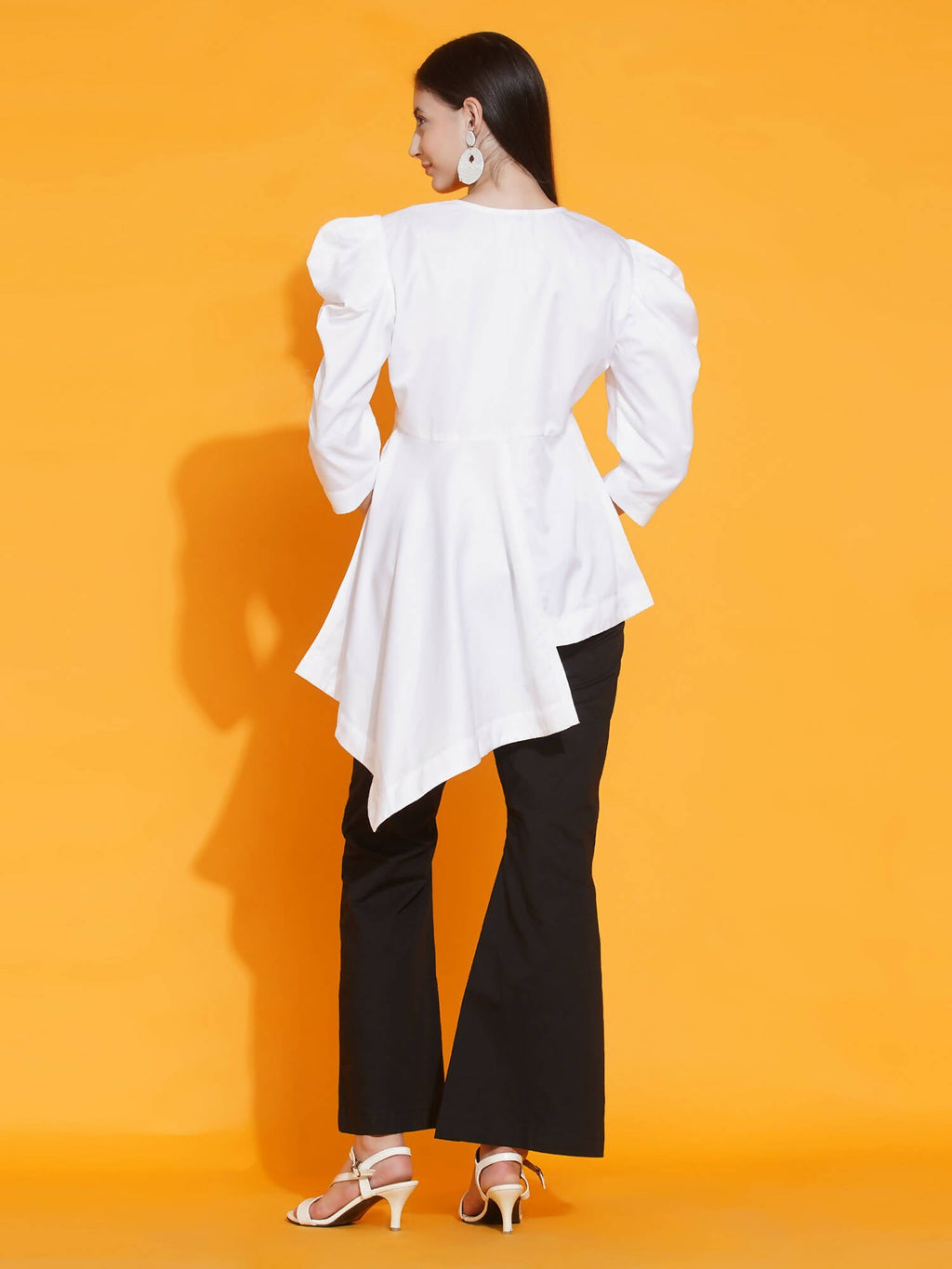 Women Republic White Shirt With Sequence Embroidery And Bellbotton Pants | Grocsy