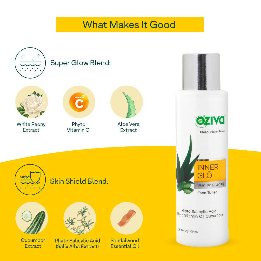 OZiva Inner Glo Skin Brightening Face Toner | Grocsy