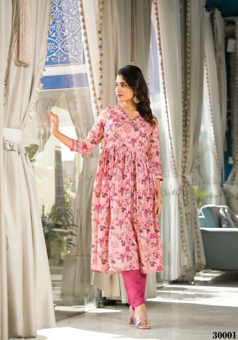Designer Stylish Light Pink Rubi Silk Stitched Suit With Dupatta - Kiyara | Grocsy