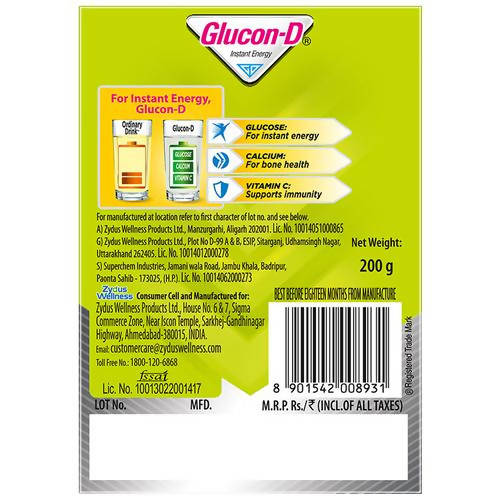 Glucon-D Instant Energy Health Drink - Nimbu Pani | Nimbu Pani Flavoured Glucose Powder | Instant Energy & Immunity Recharge | With Vitamin C & Calcium | Grocsy