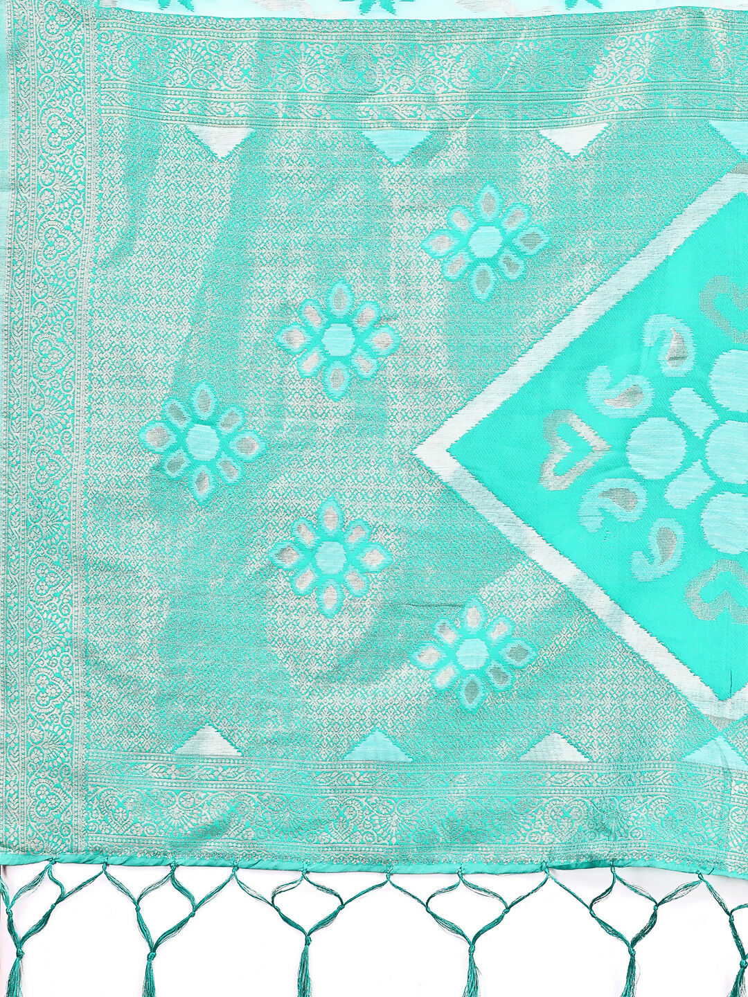 Shree Shyam Fashion Sajni Sea Green Linen Cotton Saree | Grocsy