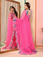 Partywear Designer Pink Net Fancy Saree - Dyuti | Grocsy