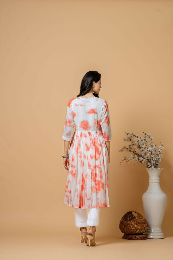 Joban Fashion Peach Tie & Dye Kurta Pant Set | Grocsy