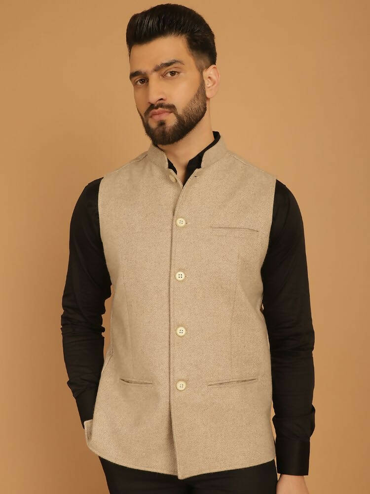 Even Apparels Pure Wool Nehru Jacket - Off White | Grocsy