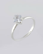 VOJ white CZ-detail Stainless Steel Cubic Zirconia Silver Plated adjustable finger Ring | Grocsy